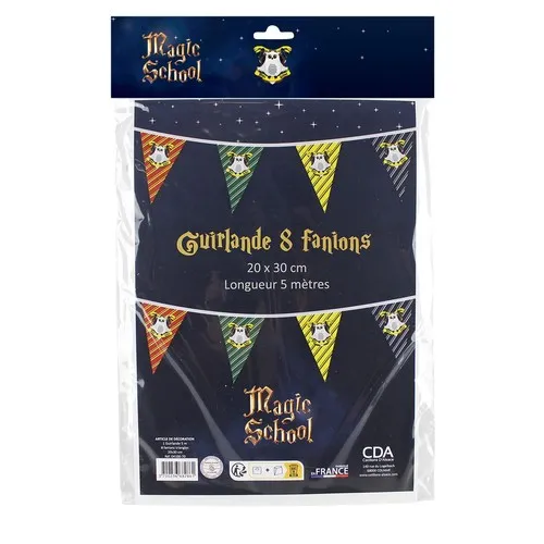 Guirlande Magic School 5 m 8 fanions papier