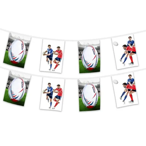 Guirlande Rugby 5m 8 fanions papier