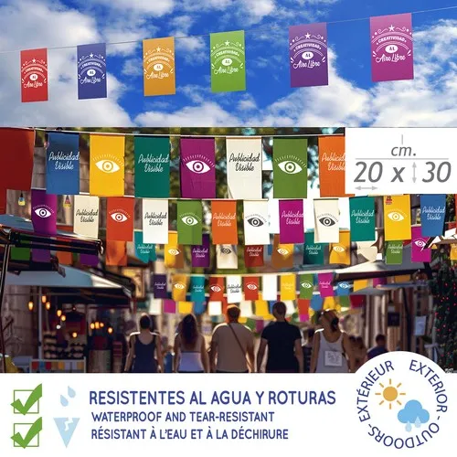 Guirlandes en papier polyester – fanions rectangulaires (pour l'extérieur)