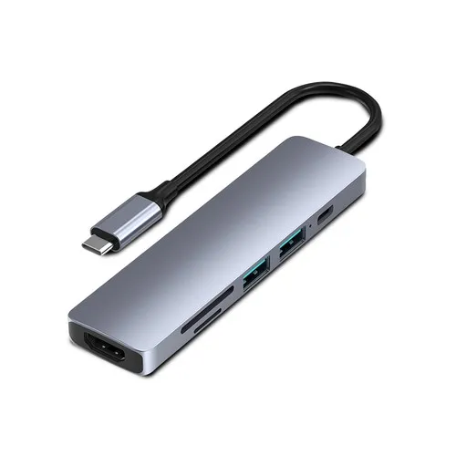 Hub USB C 6 en 1 avec interface PD/USB et vidéo