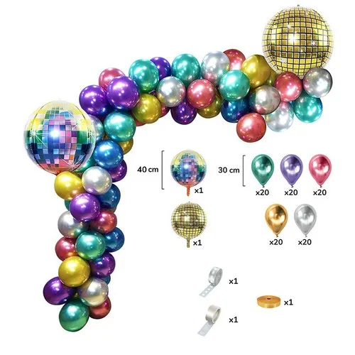Kit 102 ballons DISCO + ACCESSOIRES Ballons latex