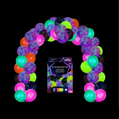 Kit 40 Ballons 30 cm FLUO NEON UV