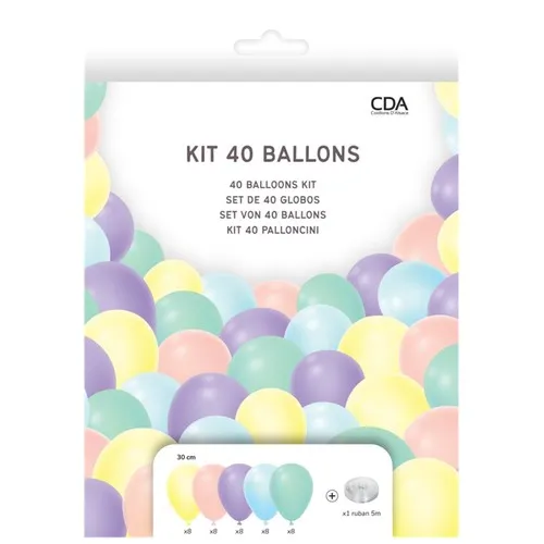 Kit 40 ballons 30 CM  pour arche PASTEL