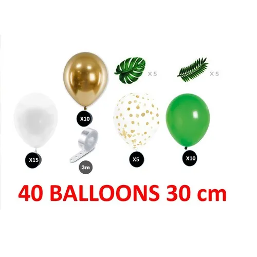 Kit 40 ballons 30 cm TROPICAL + 10 feuilles