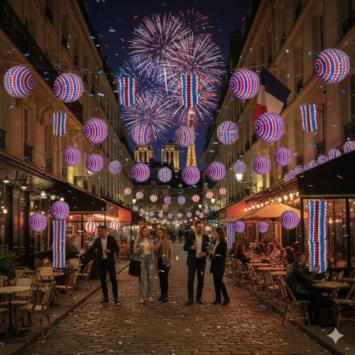 Lampion ballon 22cm Tricolore bleu / blanc / rouge