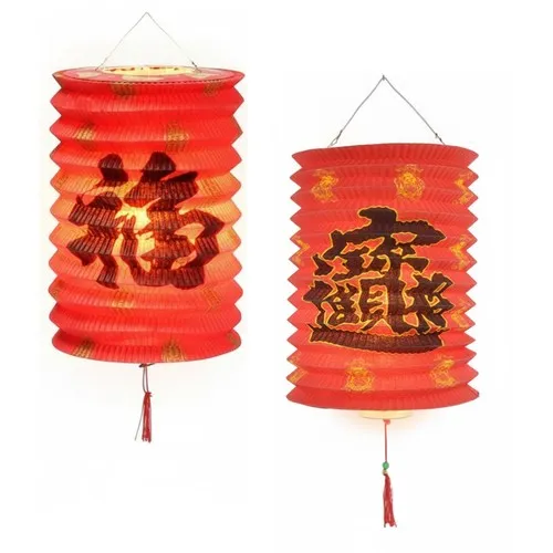 Lampion cylindrique 16cm 2 Motifs asiatiques