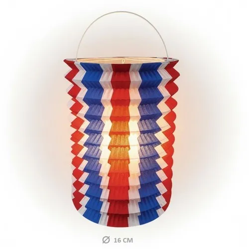 Lampion cylindrique 16cm Tricolore bleu / blanc / rouge