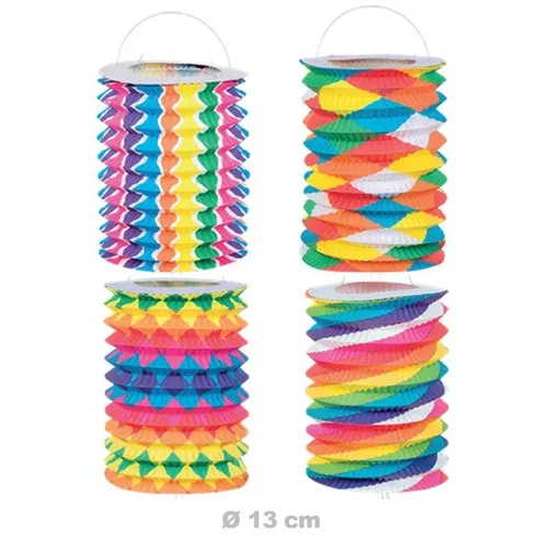 Lampion cylindrique multicolore 13cm Multicolore