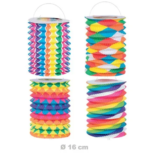 Lampion cylindrique multicolore 16cm Multicolore