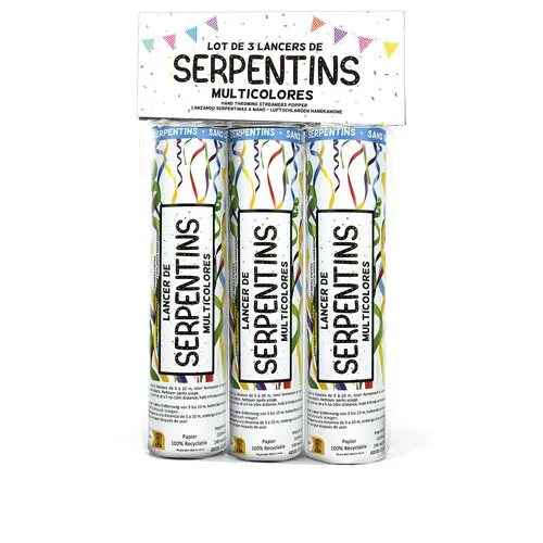 Lancer manuel 15 cm  X3 serpentins PASTEL papier de soie