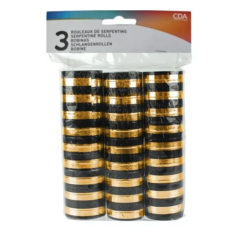 Lot de 3 rouleaux de serpentins* OR/NOIR
