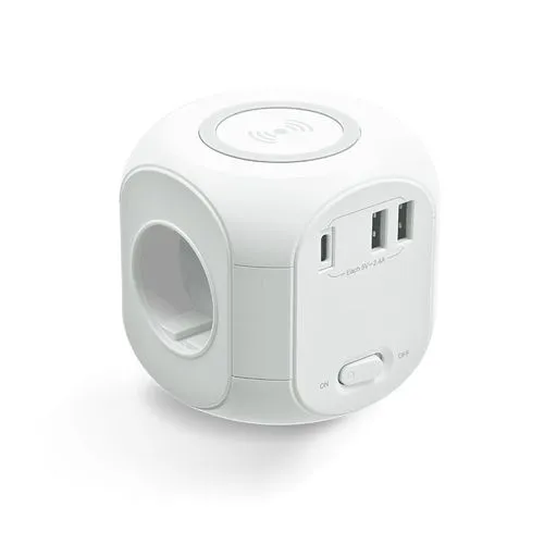 MULTIPRISE CUBE AVEC CHARGEUR PAR INDUCTION ET RALLONGE