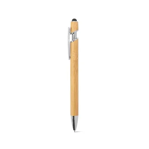 NEIL BAMBOO. Stylo à bille en bambou avec détails en aluminium chromé
