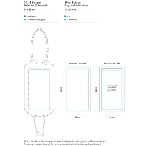 Nettoyant pour Cockpit de Voiture, 50 ml Bumper bleu, Body Label (R-PET)
