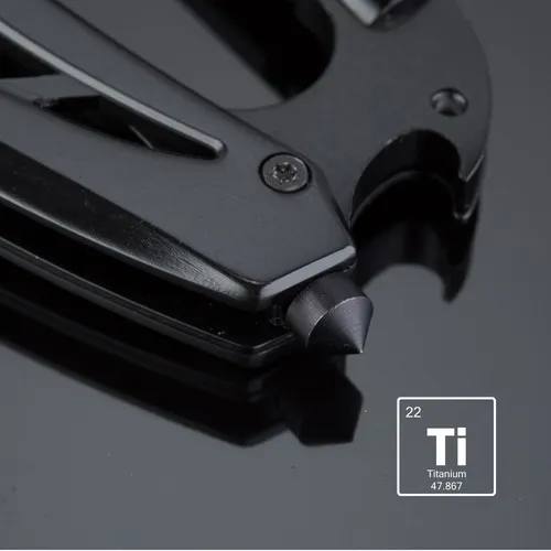 OUTIL MULTIFONCTION EN ACIER REVÊTU DE TITANE OPTIMA AVEC MOUSQUETON