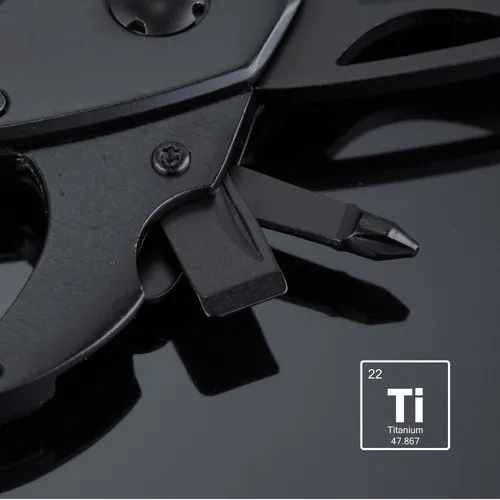 OUTIL MULTIFONCTION EN ACIER REVÊTU DE TITANE OPTIMA AVEC MOUSQUETON