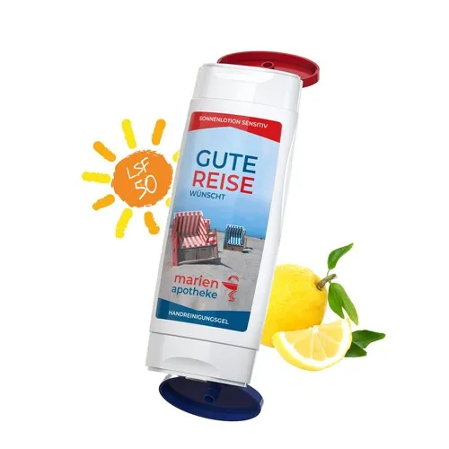 Pack Duo:  Lait solaire sensible FPS 50 + Gel nettoyant pour les mains (2x 50 ml)