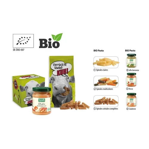 Pâtes BIO en sachet à fond plat, Pâtes de blé entier biologiques