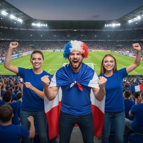 Perruque bouclée TRICOLORE  Bleu Blanc Rouge