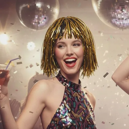 Perruque  lamée OR/NOIR