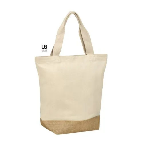 PETIT SAC SHOPPING 220GRS COTON AVEC SOUFFLET T-BOTTOM EN JUTE : SYDNEY
