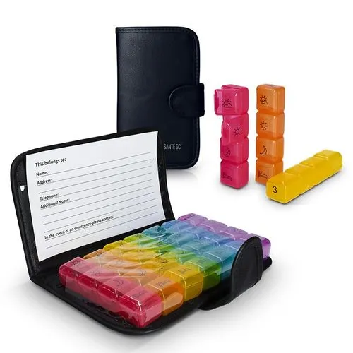 PILULIER HEBDOMADAIRE AVEC ETUI SIMILI CUIR