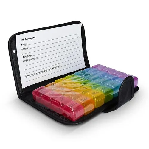 PILULIER HEBDOMADAIRE AVEC ETUI SIMILI CUIR