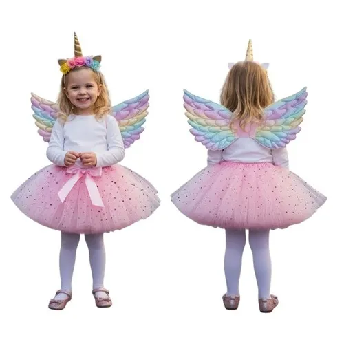 PINKY Set 3 pièces AILES +TUTU +TIARE