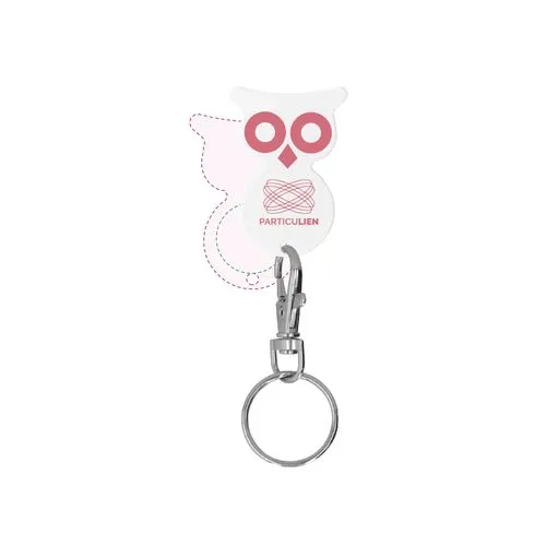 PORTE-CLE MOUSQUETON AVEC JETON FORME HIBOU