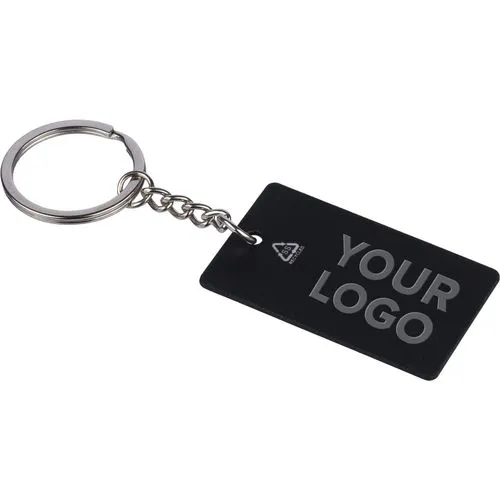 Porte-clés rectangulaire en acier inoxydable recyclé Jax