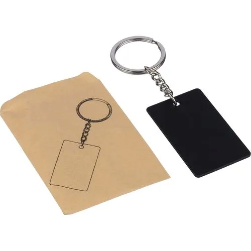 Porte-clés rectangulaire en acier inoxydable recyclé Jax