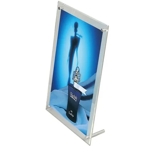 Porte-menu avec pieds, acrylique/alu