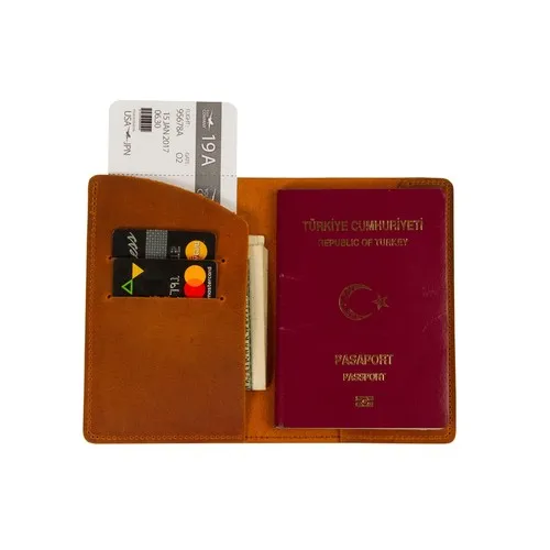 Porte passeport et portefeuille de voyage en cuir