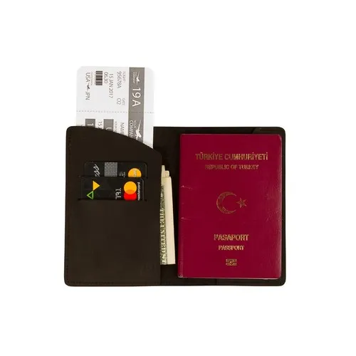 Porte passeport et portefeuille de voyage en cuir