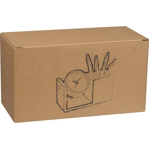 Pot à crayons en bambou avec horloge analoge VERNON