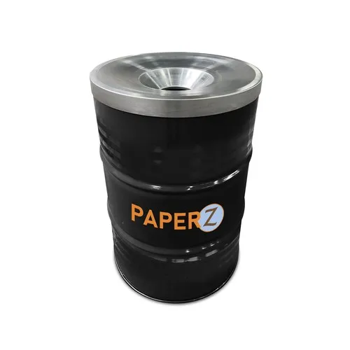 Poubelle Grand Baril Noir - avec couvercle ignifugé | 200 Litres