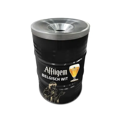 Poubelle Grand Baril Noir - avec couvercle ignifugé | 200 Litres