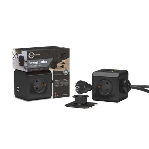 PowerCube Extended DUO USB – black (3.0m)