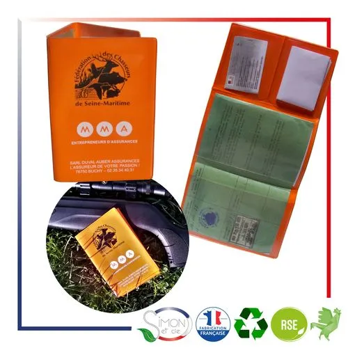 PROTÈGE PERMIS DE CHASSE - PERSONNALISATION 1 A 4  COULEURS