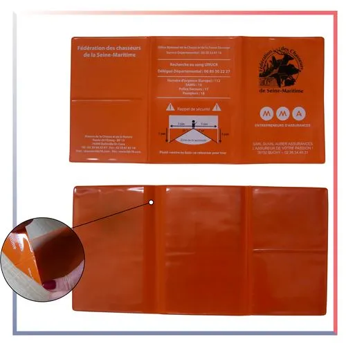 PROTÈGE PERMIS DE CHASSE - PERSONNALISATION 1 A 4  COULEURS