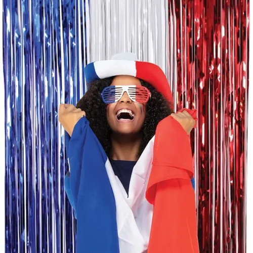 Rideau foil TRICOLORE BLEU BLANC ROUGE 200 X 100 CM