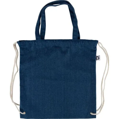 Sac à dos cordelette en denim recyclé Dex