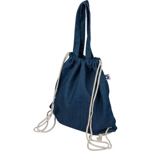 Sac à dos cordelette en denim recyclé Dex