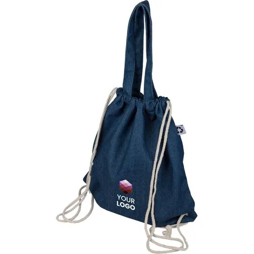 Sac à dos cordelette en denim recyclé Dex
