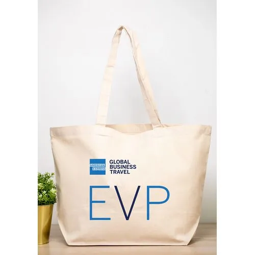 Sac en coton couleur Naturel avec soufflet enbas et anses longues