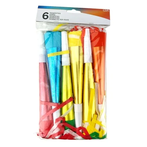Sachet cavalier 6 trompettes métallisées 20 cm