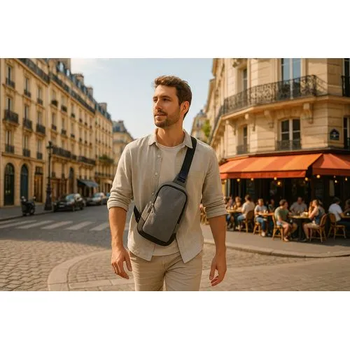 Sacoche bandoulière 'Almeria', gris chiné RPET