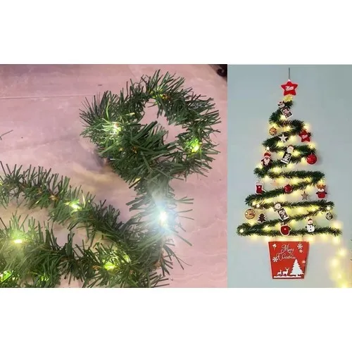 Sapin mural guirlande LED 600 cm 3 piles AA non fournies