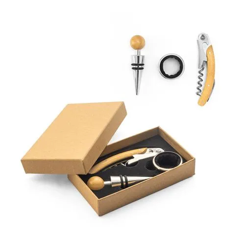 SAVORY. Set à vin en bambou et acier inoxydable