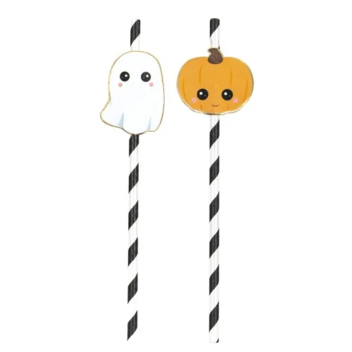 SET 10 PAILLES RAYEES NOIRES ET BLANCHES SWEETY HALLOWEEN